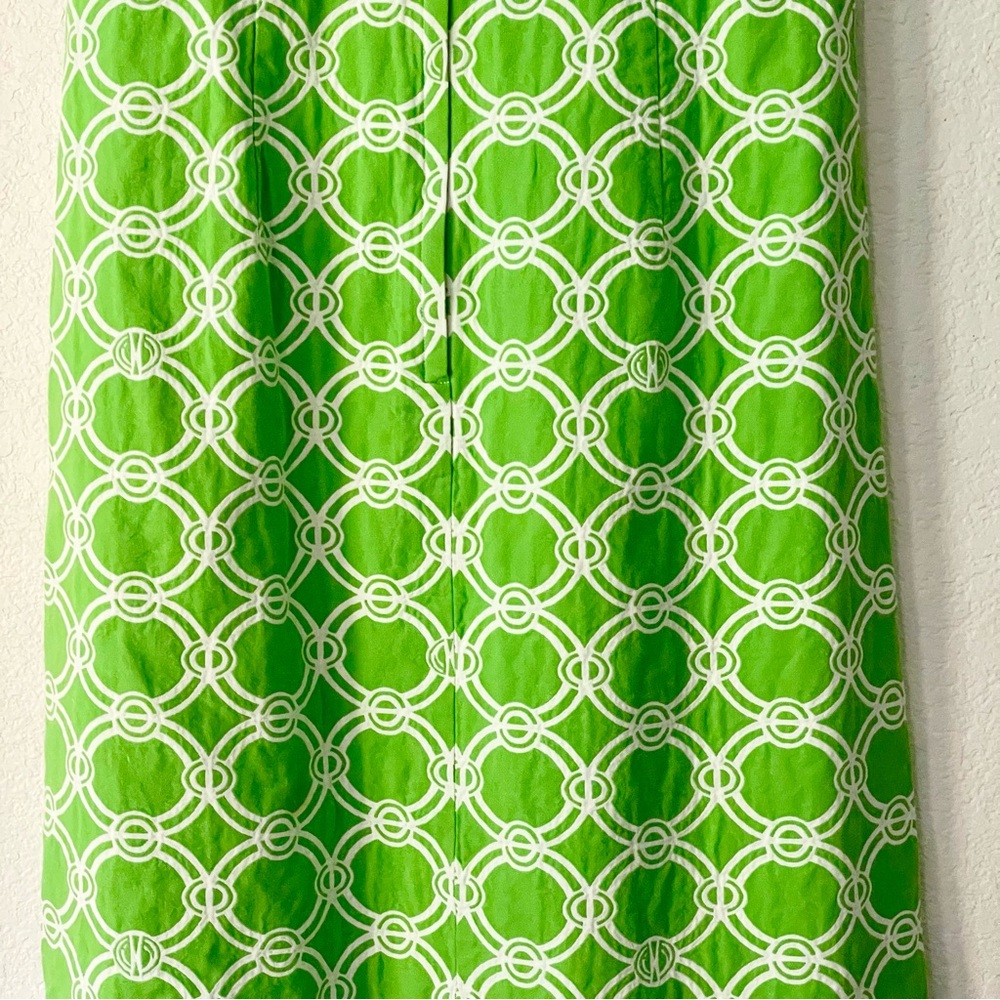 Vintage Lilly Pulitzer Sheath Dress Crochet Top Green Geometric Sundress Preppy - Picture 7 of 13